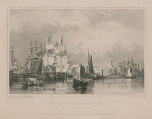 写真ライムハウス近くのテムズ川枚 作： エドワード・ウィリアム・クック